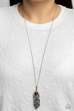 Load image into Gallery viewer, Pure QUILL-Power Brown Cat&#39;s Eye Feather Necklace Paparazzi Accessories