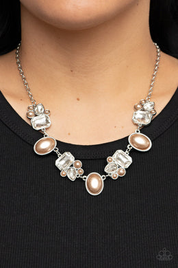 Sensational Showstopper Brown Pearl and Rhinestone Necklace Paparazzi Accessories