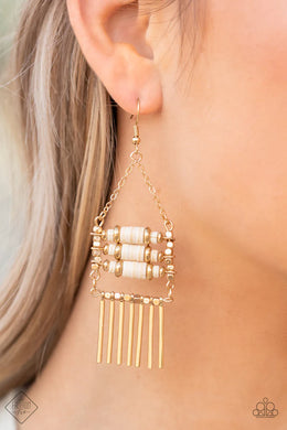 Tribal Tapestry Gold Stone Earring Paparazzi Accessories