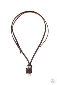 brown,leather,urban,On the Lookout Brown Leather Urban Necklace