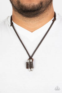 brown,leather,urban,On the Lookout Brown Leather Urban Necklace