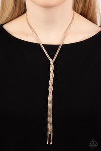 gold,long necklace,rhinestones,Impressively Icy Gold Rhinestone Necklace