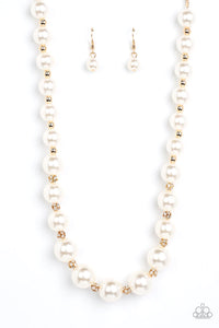 gold,pearls,short necklace,white,Sail Away With Me Gold Pearl Necklace