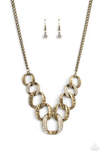 Load image into Gallery viewer, Bombshell Bling Brass Rhinestone Necklace Paparazzi Accessories