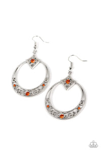 fishhook,orange,rhinestones,Royal Resort Orange Rhinestone Earrings