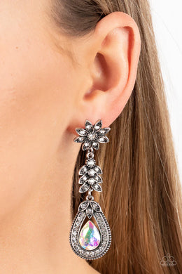 Floral Fantasy Multi Iridescent Rhinestone Floral Post Earrings Paparazzi Accessories