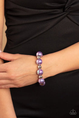 A DREAMSCAPE Come True Purple Pearl Stretchy Bracelet Paparazzi Accessories
