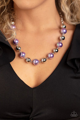 Dreamscape Escape Purple Iridescent Pearl Necklace Paparazzi Accessories
