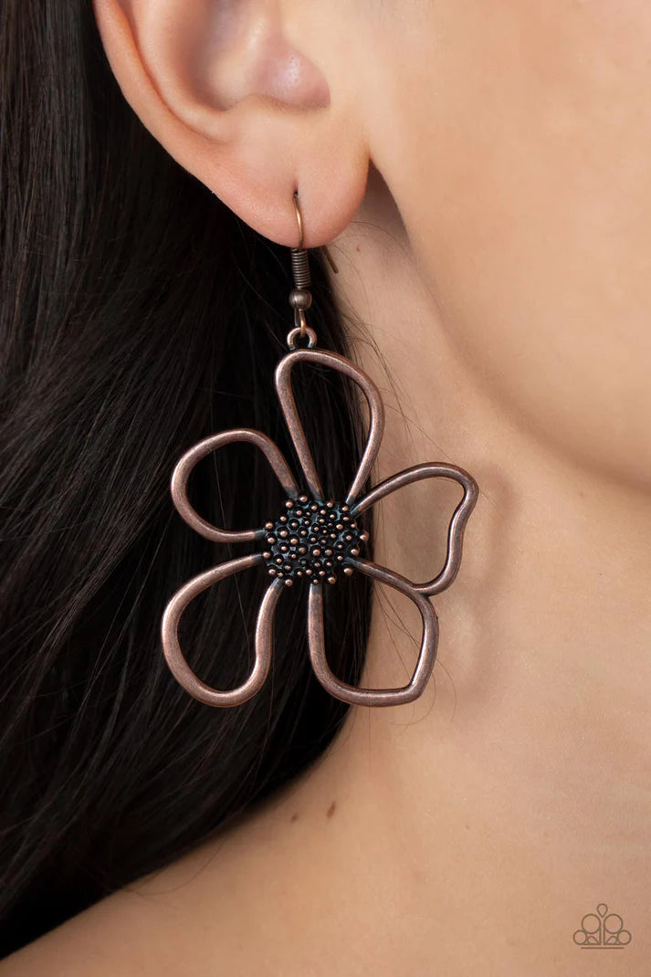 Wildflower Walkway Copper Floral Earring Paparazzi Accessories