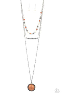 brown,crackle stone,long necklace,multi,Sahara Symphony Multi Stone Necklace