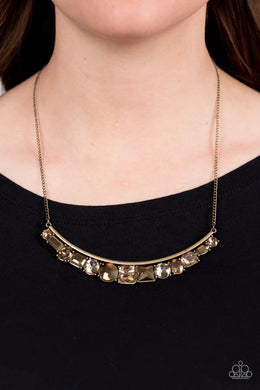 The Only SMOKE-SHOW in Town Brass Rhinestone Necklace Paparazzi Accessories