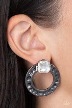 Load image into Gallery viewer, Smoldering Scintillation Black Gunmetal Rhinestone Post Earrings Paparazzi Accessories