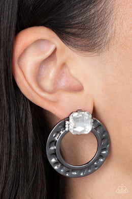Smoldering Scintillation Black Gunmetal Rhinestone Post Earrings Paparazzi Accessories