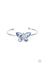 Load image into Gallery viewer, Butterfly Beatitude Blue Rhinestone Butterfly Cuff Bracelet Paparazzi Accessories