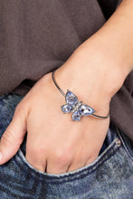 Load image into Gallery viewer, Butterfly Beatitude Blue Rhinestone Butterfly Cuff Bracelet Paparazzi Accessories