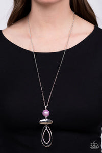 iridescent,Long Necklace,Pearls,purple,rhinestones,Modern Day Demure Purple Pearl Necklace
