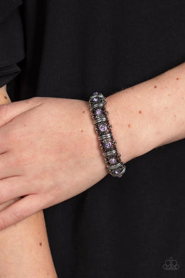 Ageless Glow Purple Rhinestone Stretchy Bracelet Paparazzi Accessories