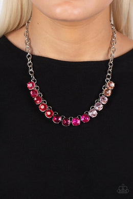 Rainbow Resplendence Pink Rhinestone Necklace Paparazzi Accessories