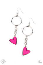 Load image into Gallery viewer, Don&#39;t Miss A Heartbeat Pink Heart Earrings Paparazzi Accessories