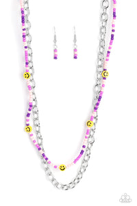 purple,seed bead,short necklace,Happy Looks Good On You Purple Necklace