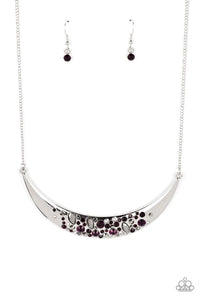 purple,rhinestones,short necklace,Bejeweled Baroness Purple Necklace