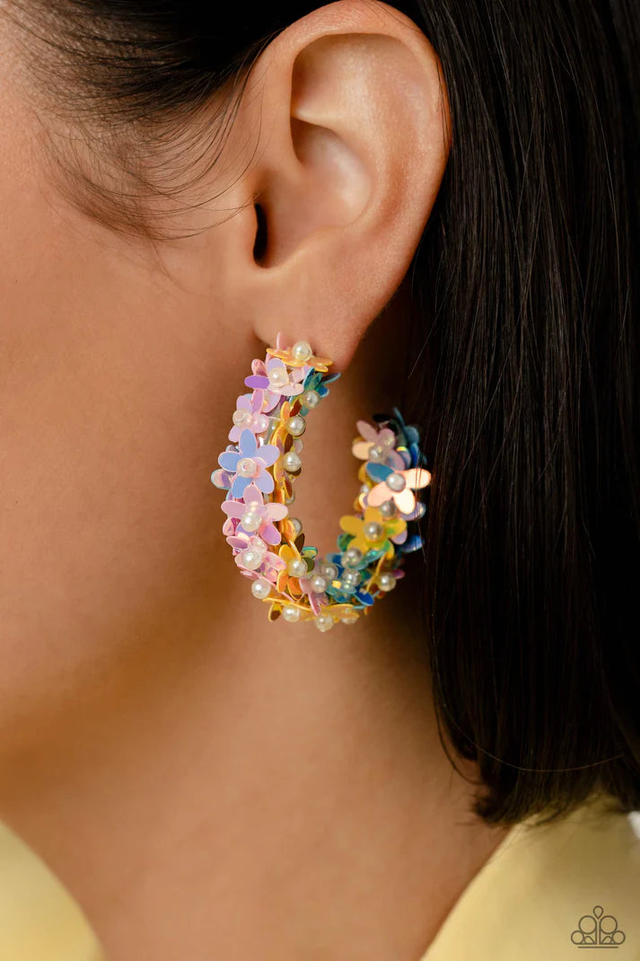 Fairy Fantasia Multi Floral Hoop Earrings Paparazzi Accessories