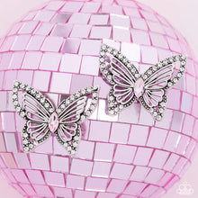 Load image into Gallery viewer, Wispy Wings Pink Rhinestone Butterfly Post Earrings Paparazzi Accessories