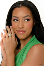 Load image into Gallery viewer, Glimmer and Spice Gold Rhinestone Ring Paparazzi Accessories