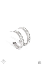 Load image into Gallery viewer, Pearl Happy White Pearl Rhinestone Hoop Earrings Paparazzi Accessories