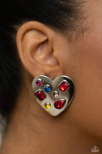 hearts,post,red,rhinestones,Relationship Ready Red Rhinestone Heart Post Earrings