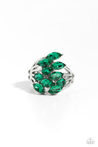 green,rhinestones,Wide Back,Wave of Whimsy - Green Rhinestone Ring