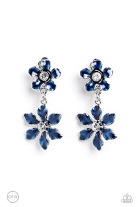 blue,clip-on,floral,Transparent Talent Blue Floral Clp-On Earring