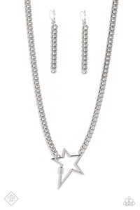 patriotic,short necklace,silver,stars,Playful Popstar Silver Star Necklace