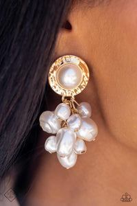 gold,pearls,post,Long Time No SEA Gold Pearl Post Earrings
