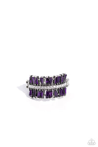 purple,rhinestones,Wide Back,Staggering Stacks - Purple Rhinestone Ring