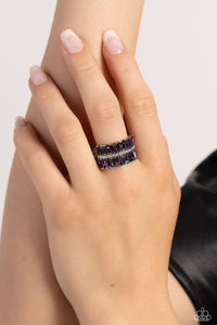 dainty back,purple,rhinestones,Staggering Stacks - Purple Rhinestone Ring