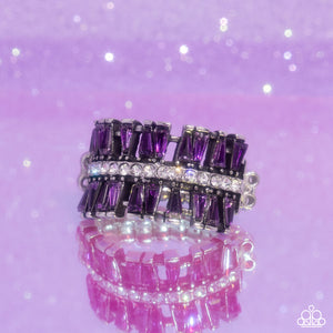 dainty back,purple,rhinestones,Staggering Stacks - Purple Rhinestone Ring