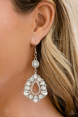 Happily Ever Exquisite White Rhinestone Earrings Paparazzi Accessories