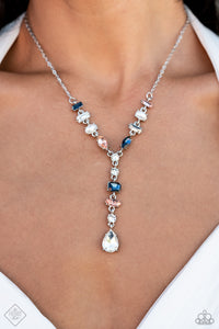 blue,fashion fix,multi,pearls,short necklace,Dreamy Dowry Multi Rhinestone Pearl Necklace