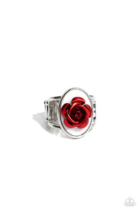 floral,red,wide back,Rose to My Heart Red Ring