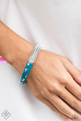 Cool Calibur Blue Rhinestone Hinge Bracelet Paparazzi Accessories