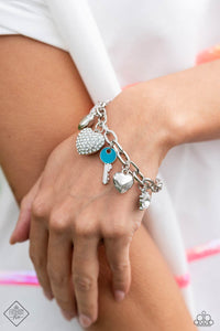 charm,fashion fix,heart,hearts,key,lobster claw clasp,white,Charming Color White Heart Charm Bracelet