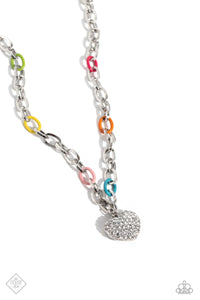 heart,hearts,multi,rhinestones,short necklace,Colorful Candidate Multi Rhinestone Heart Necklace
