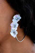 Load image into Gallery viewer, Ethereal Embellishment Multi Floral Iridescent Hoop Earrings Paparazzi Accessories