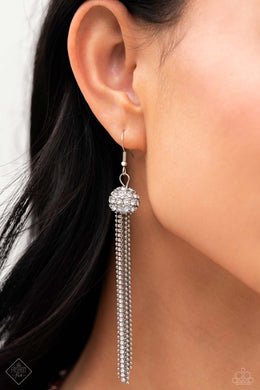 Polished Paramount White Rhinestone Earrings Paparazzi Accessories