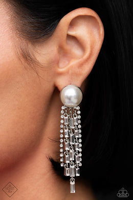 Genuinely Gatsby White Pearl Rhinestone Post Earrings Paparazzi Accessories
