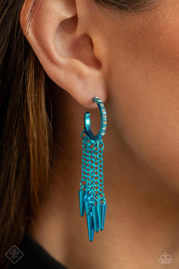 Piquant Pink Blue Rhinestone Hoop Earrings Paparazzi Accessories
