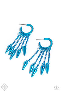 blue,fashion fix,hoops,rhinestones,Piquant Punk Blue Rhinestone Hoop Earrings