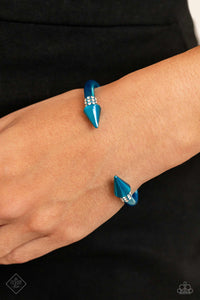 blue,cuff,fashion fix,rhinestones,Punky Plot Twist Blue Rhinestone Cuff Bracelet