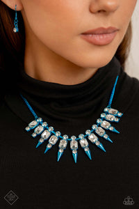 blue,fashion fix,rhinestones,short necklace,Punk Passion Blue Rhinestone Necklace